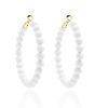 Accessories Place and Gather Earrings | Matte Beaded Statement Hoop In White