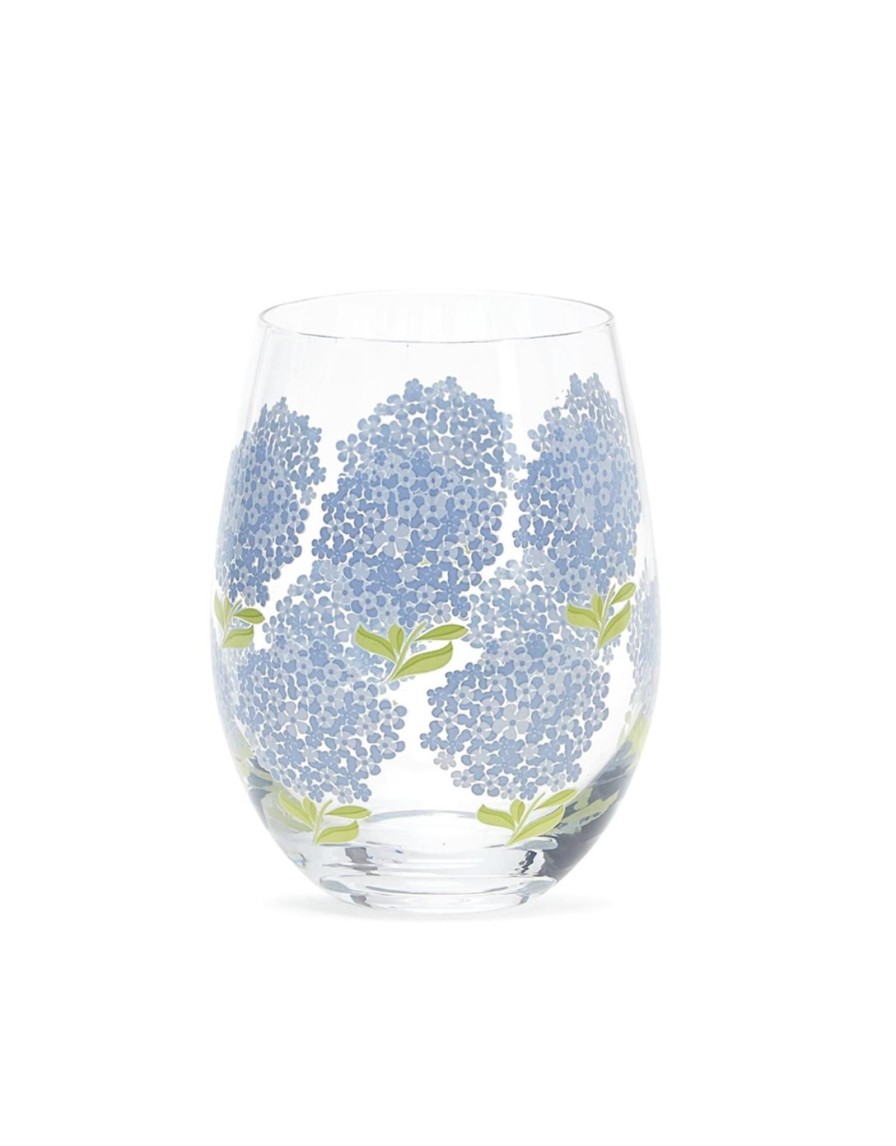 Home Place and Gather Wine Glasses | Hydrangea Hand Painted Stemless Wine Glass