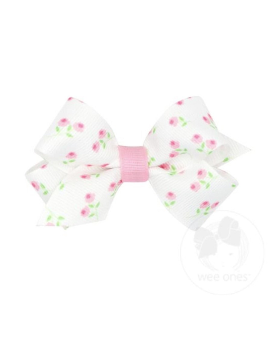 Lifestyle Place and Gather Bows | Mini Pink Rose Print Bow