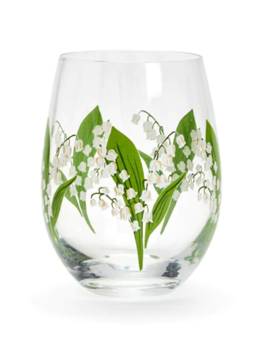 Home Place and Gather Wine Glasses | Lily Of The Valley Stemless Wine Glass