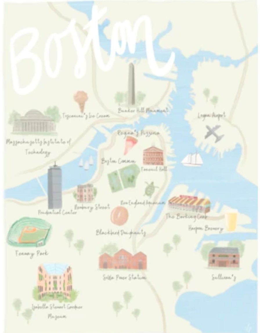 Home Place and Gather | Boston Map 8X10 Print By Palm Prints