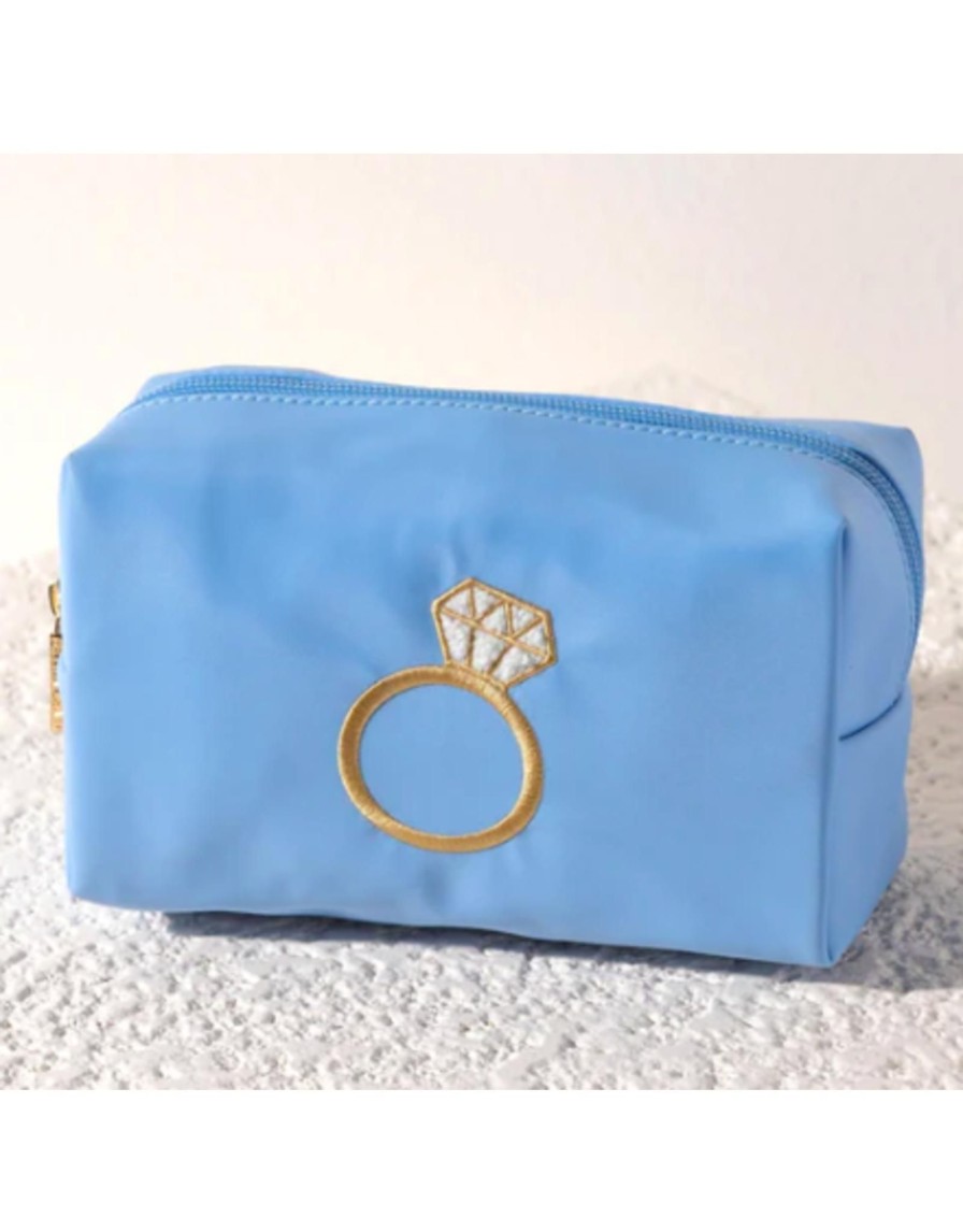 Accessories Place and Gather | Bling Zip Pouch In Sky Blue