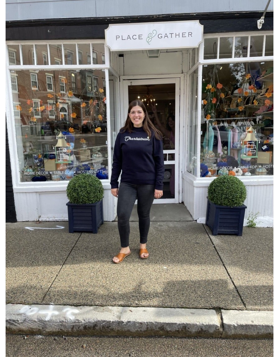 Accessories Place and Gather | Charlestown Screenprinted Sweatshirt In Navy