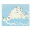 Home Place and Gather | Martha'S Vineyard Map 8X10 Print By Palm Prints