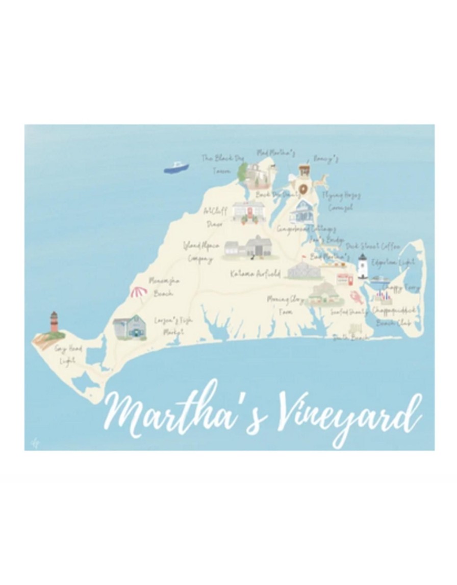 Home Place and Gather | Martha'S Vineyard Map 8X10 Print By Palm Prints