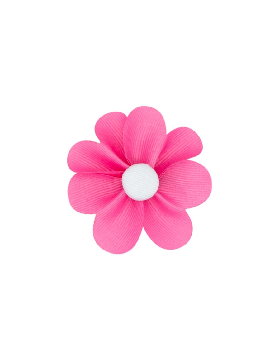 Lifestyle Place and Gather Bows | Small Grosgrain Heart Petal Hair Clip In Hot Pink