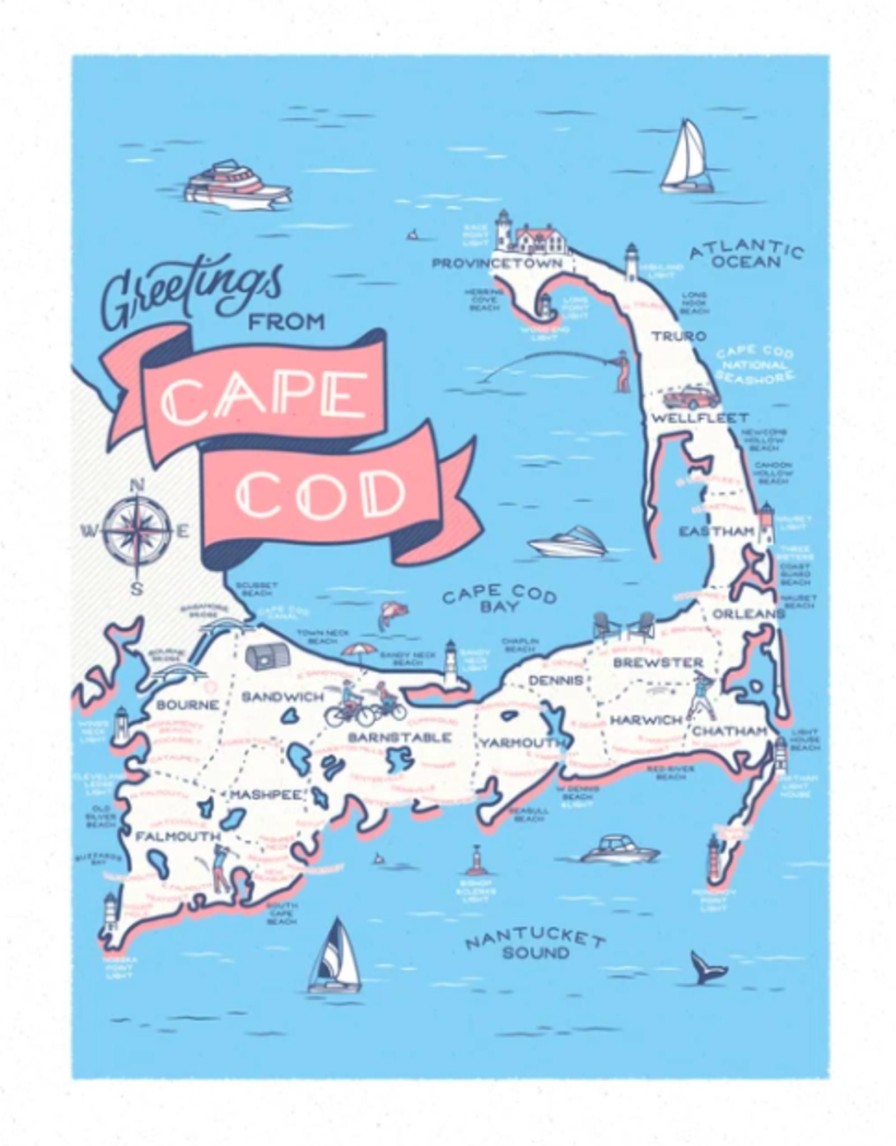 Home Place and Gather | Cape Cod Map Print By Casey Circle