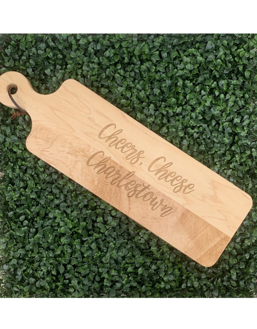 Home Place and Gather Platters, Boards, & Serveware | Cheers, Cheese, Charlestown 20X6 Handled Maple Bread Board