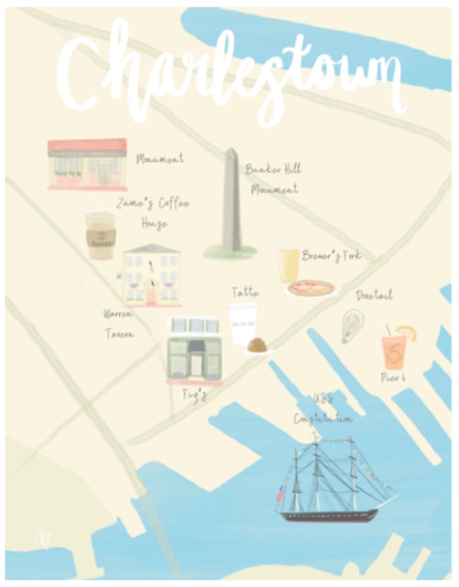 Home Place and Gather | Charlestown Map 8X10 Print By Palm Prints