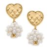 Accessories Place and Gather Earrings | Lucinda Pearl Cluster & Quilted Metal Heart Drop Earrings