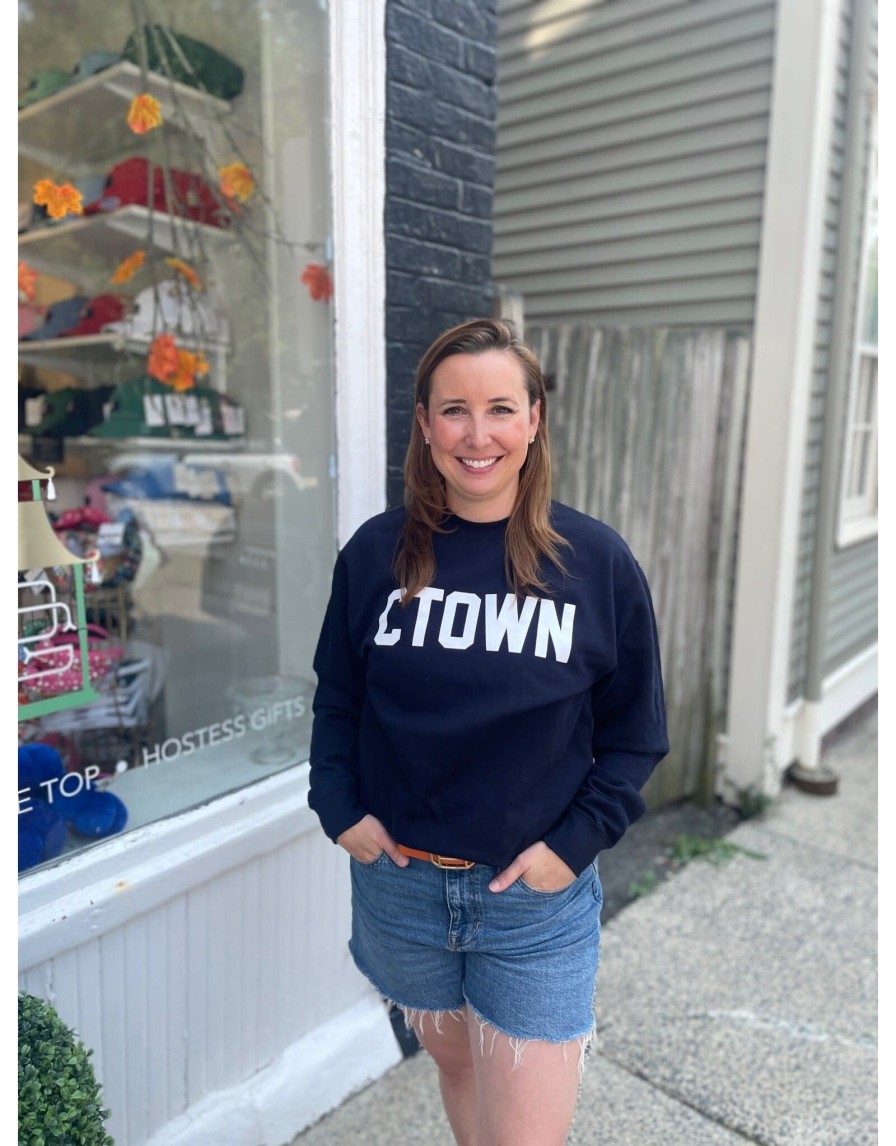 Accessories Place and Gather | Ctown Screenprinted Sweatshirt In Navy