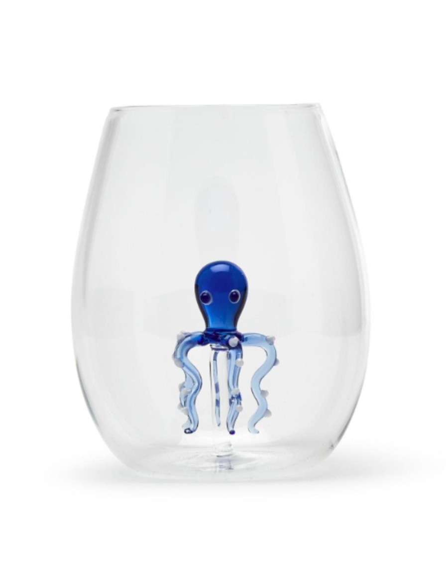 Home Place and Gather Wine Glasses | Octopus Stemless Wine Glass