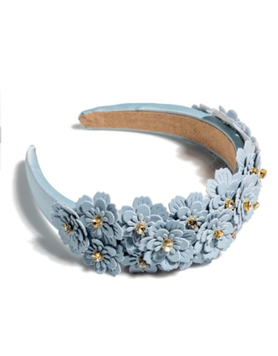 Accessories Place and Gather | Flower Embellished Headband In Sky Blue