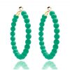 Accessories Place and Gather Earrings | Matte Beaded Statement Hoop In Dark Green