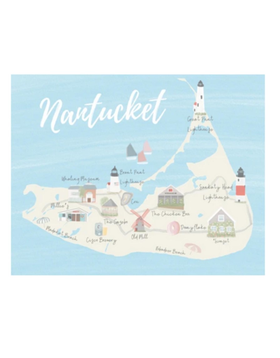 Home Place and Gather | Nantucket Map 8X10 Print By Palm Prints