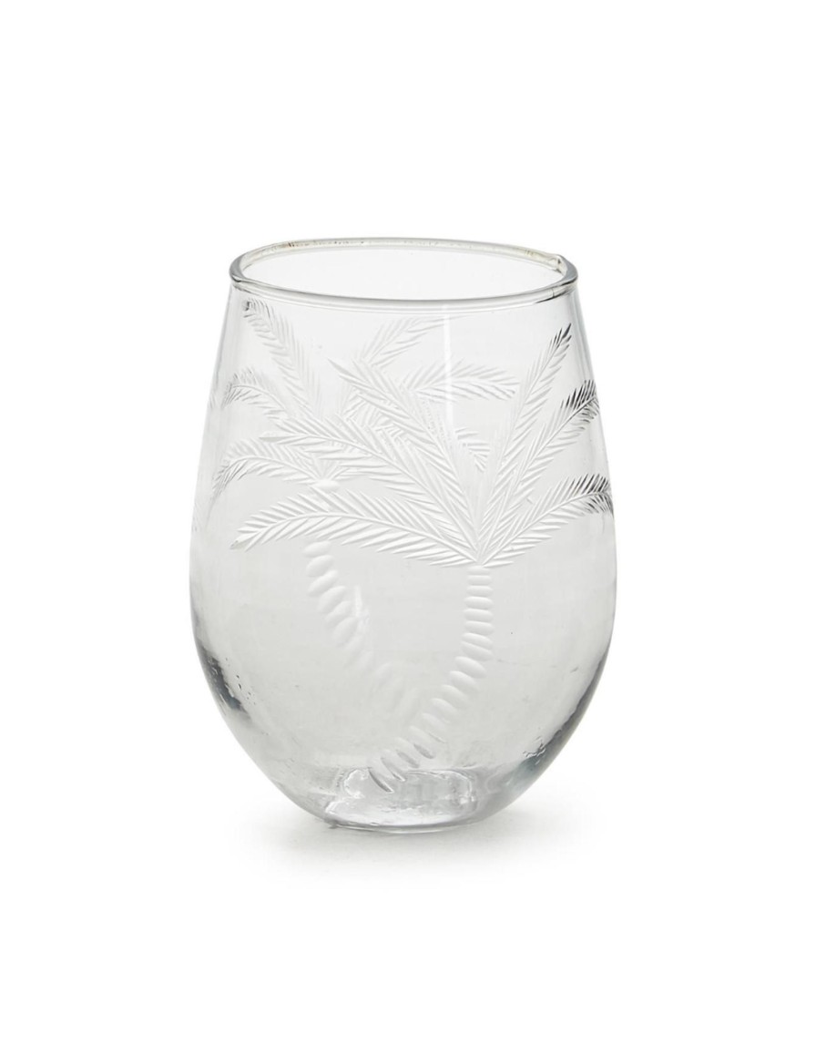 Home Place and Gather Wine Glasses | Etched Palm Tree Stemless Wine Glass