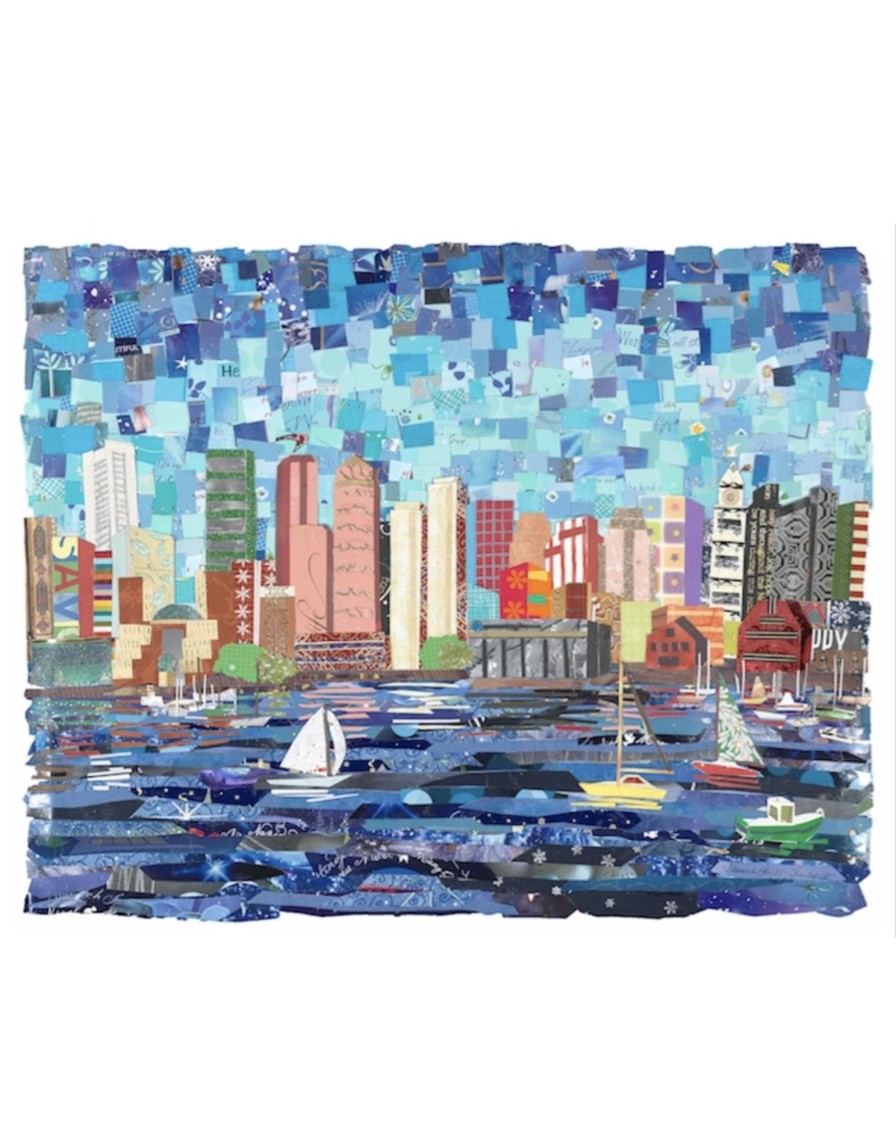 Home Place and Gather | Sailboats In Boston Harbor Matted Print