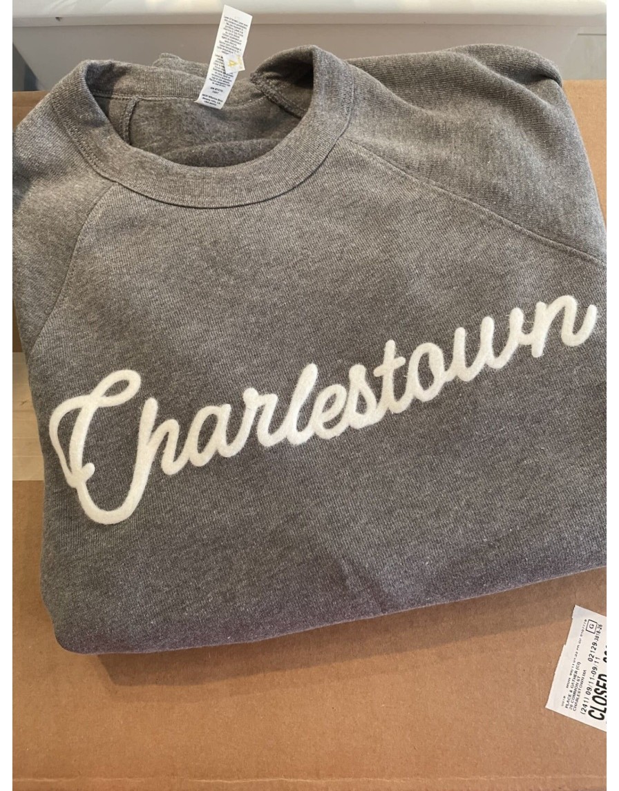 Accessories Place and Gather | Charlestown Felt Applique Sweatshirt In Gray