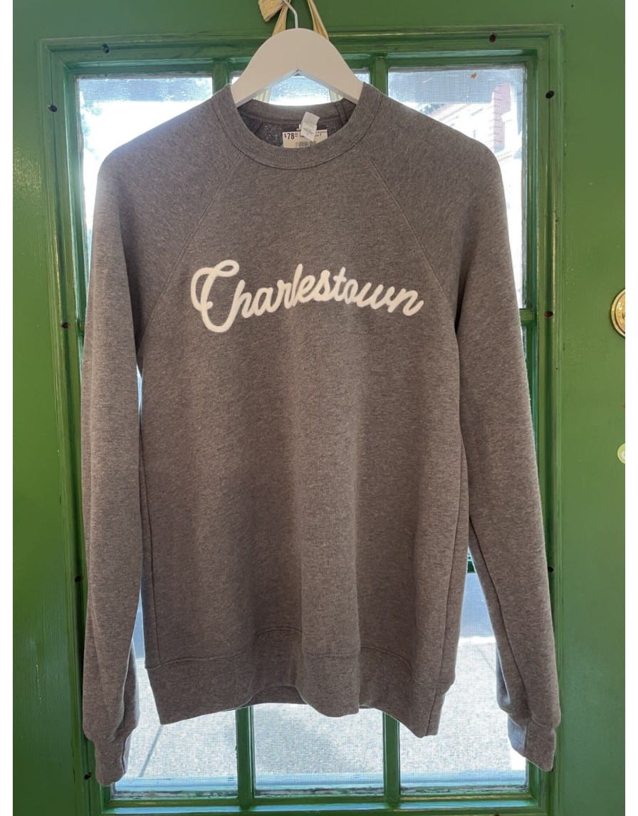 Accessories Place and Gather | Charlestown Felt Applique Sweatshirt In Gray