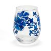 Home Place and Gather Wine Glasses | Chinoserie Hand Painted Stemless Wine Glass