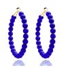 Accessories Place and Gather Earrings | Matte Beaded Statement Hoop In Cobalt