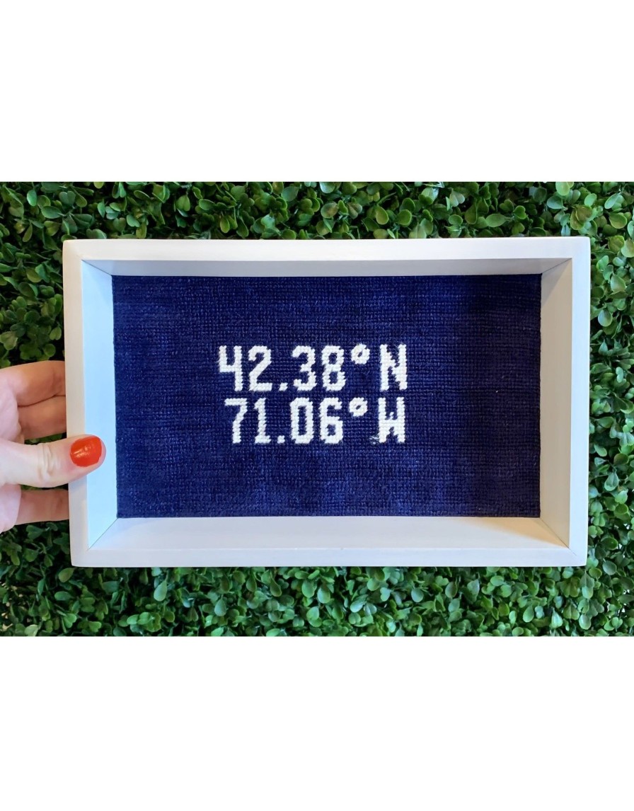 Home Place and Gather | Needlepoint Longitude Latitude Valet Tray